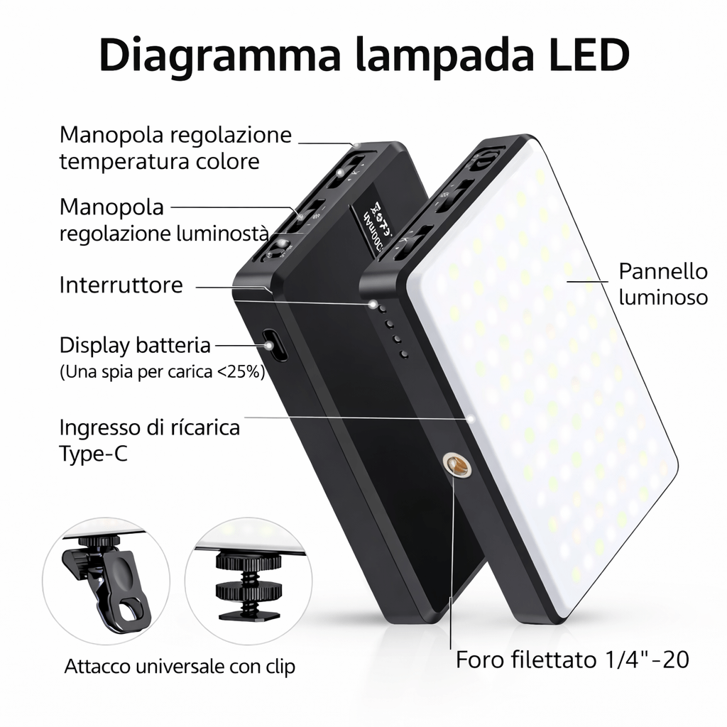 LUCE SELFIE LED 3000mah - immagine 3